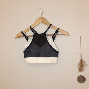 Without Walls Black & White Mixed Mesh Sports Bra